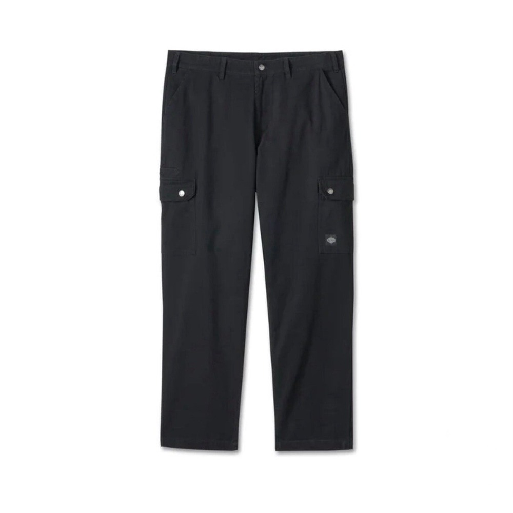 Harley-Davidson Mens Black Cargo Pants 32x34 Straight Leg Cotton Utility Biker